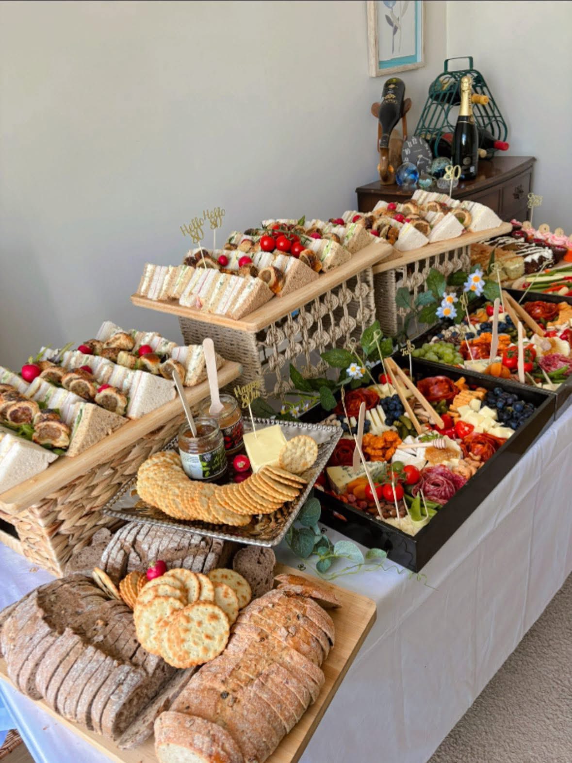 Spectacular tiered charcuterie with premium Italian meats and berries